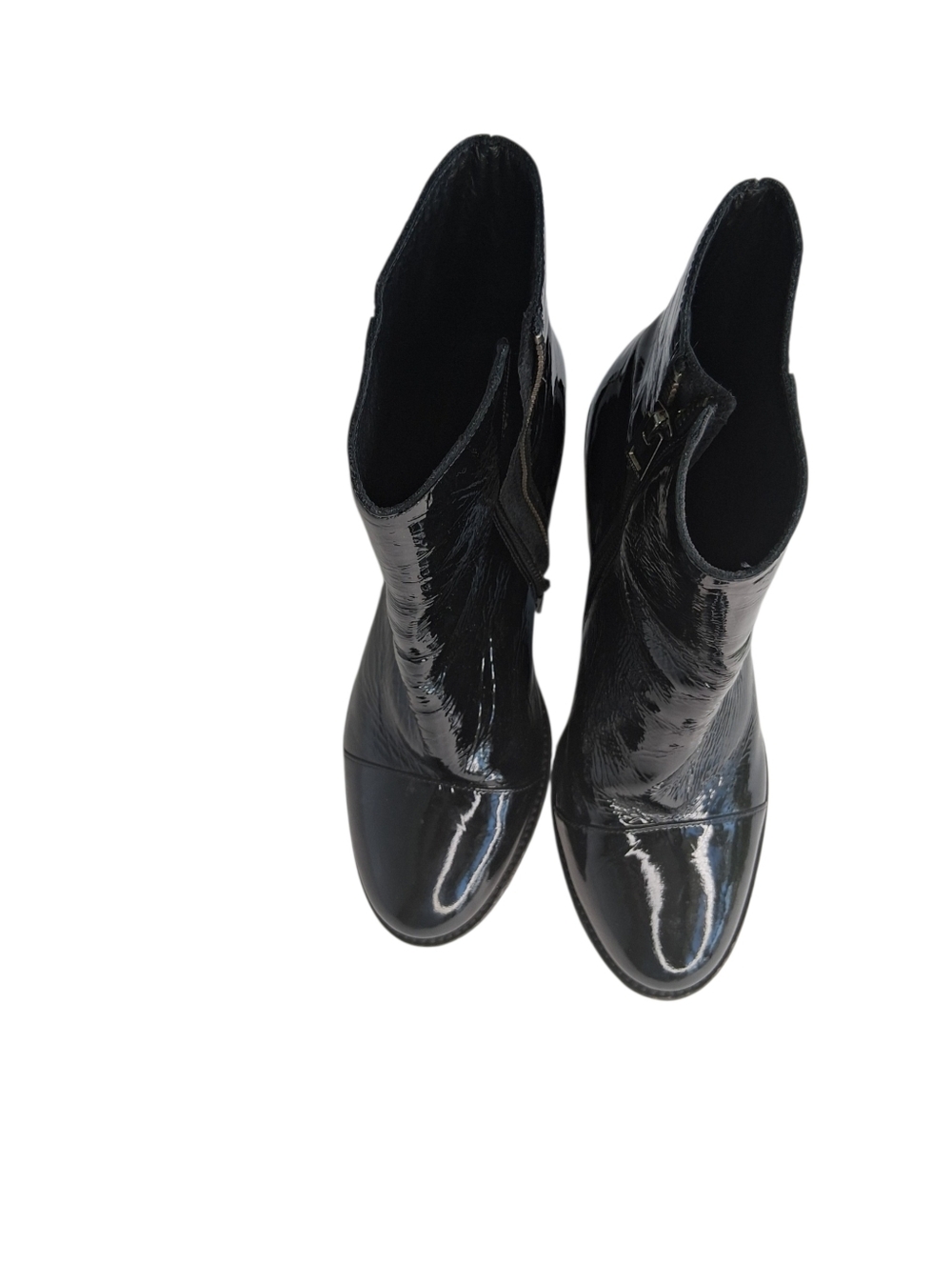 Zadig & Voltaire Lena Wrinkle Patent Leather Boots Womens Size 8 Black - Picture 3 of 13